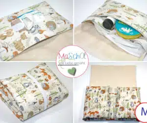 Wickelunterlage mobil M Waldtiere Musselin beige