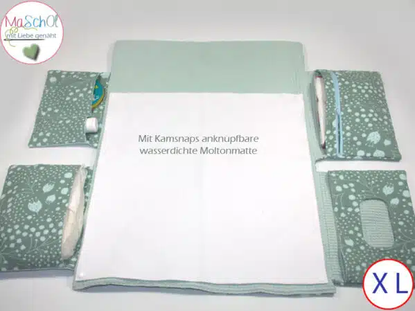 Wickelunterlage plus Wickeltasche Musselin grün