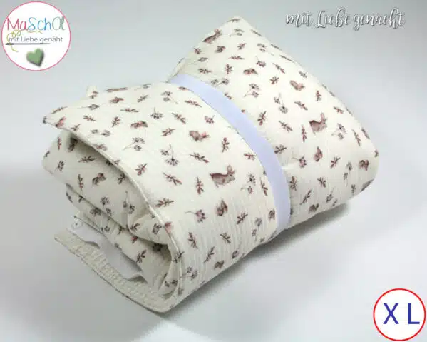 Wickelunterlage plus Wickeltasche Musselin Hase