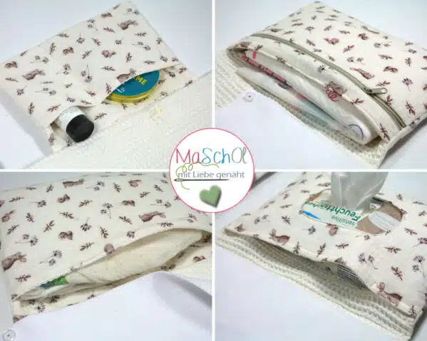Wickelunterlage plus Wickeltasche Musselin Hase