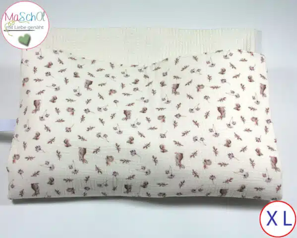 Wickelunterlage plus Wickeltasche Musselin Hase