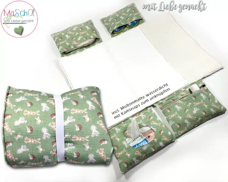 Wickelunterlage Wickeltasche Musselin Waldtiere