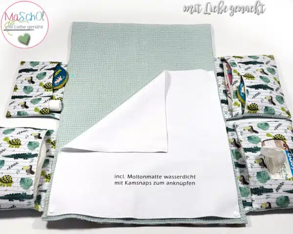 Wickelunterlage incl Wickeltasche Musselin Krokodil – Bild 2